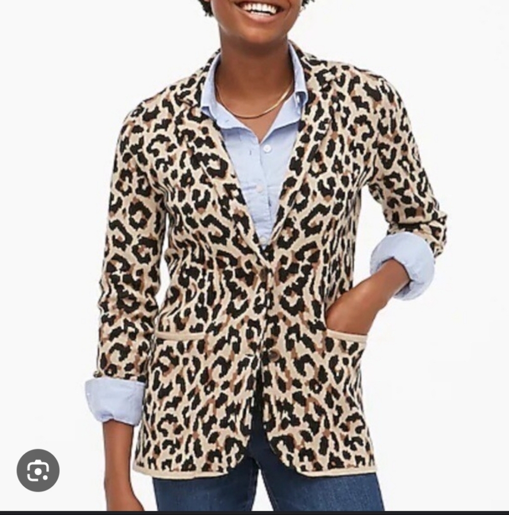 JCrew Leopard Print Women's Sweater Blazer/Cardigan_Med